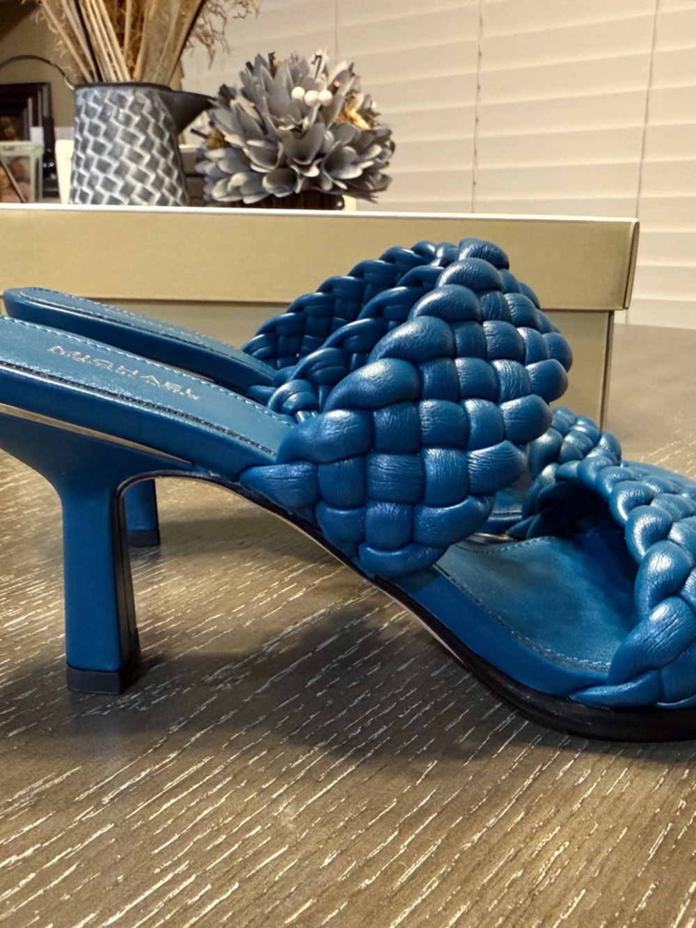 Michael Kors Braided Leather Slide Sandals in Blue - Picture 5 of 7